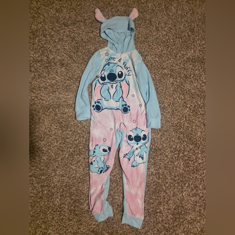 Disney Stitch, Fluffy Kids One Piece Pajama, Size 8